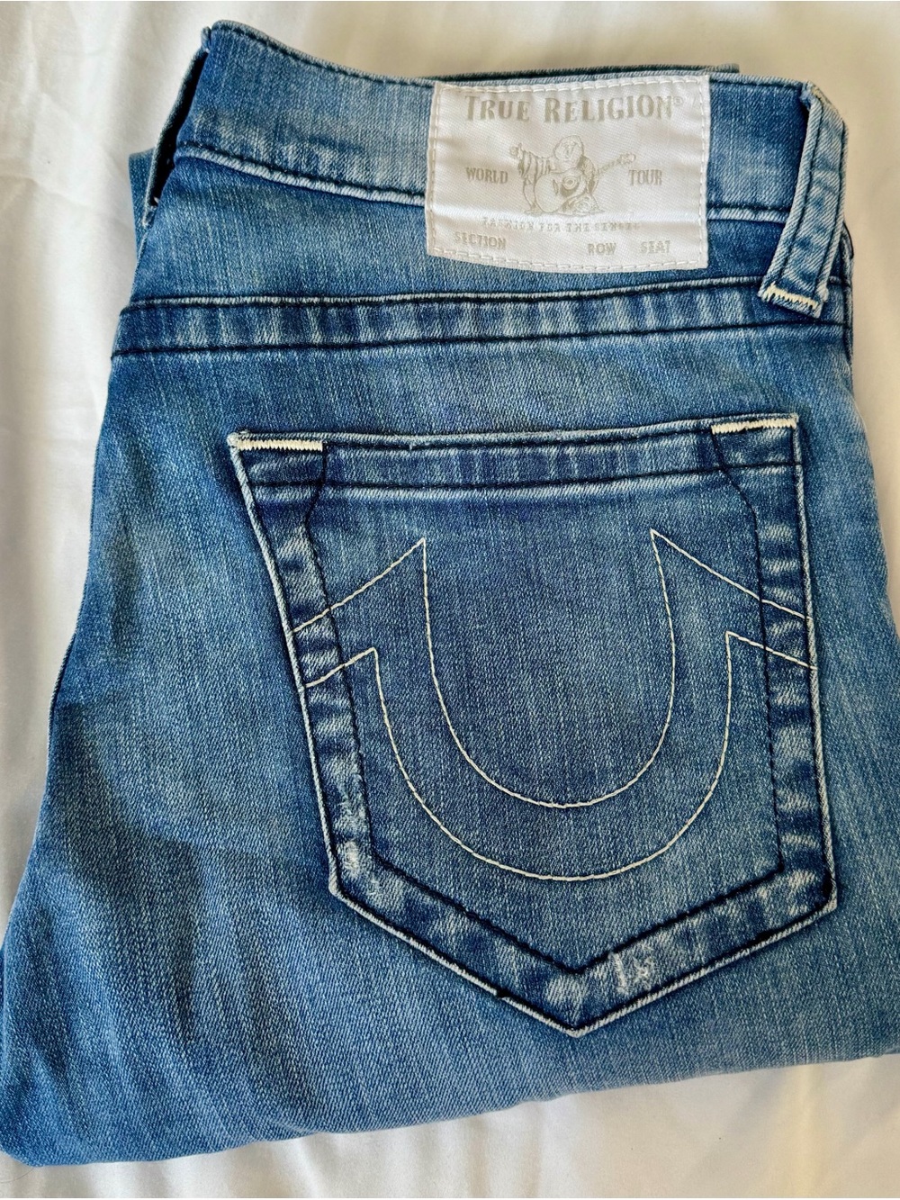 True Religion Straight Leg Jeans in Light Blue Denim